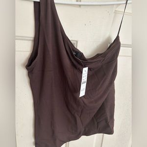 * New J Crew One Shoulder Neutral Brown Top SZ Medium *